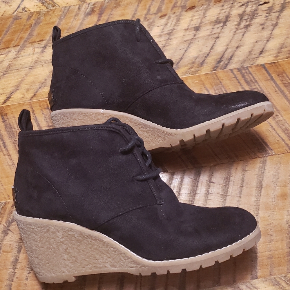 G.H. Bass & Co. Black Suede Wedge Booties
